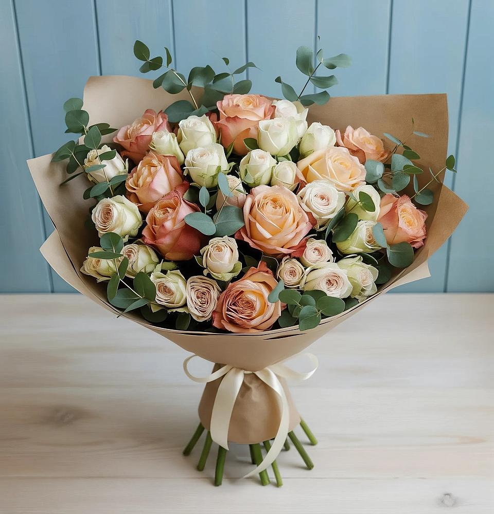 Букет цветов из: Альстромерии и Розы в Листвянке