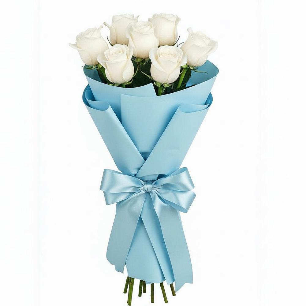 Букет 7 белых роз Проуд в Листвянке
