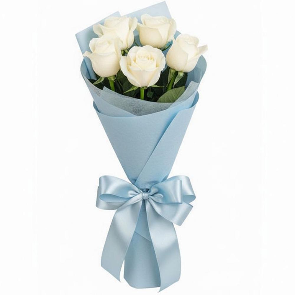 Букет 5 Белых роз Проуд в Листвянке