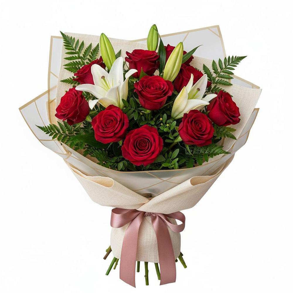 Букет цветов из: Лилии и Розы в Листвянке