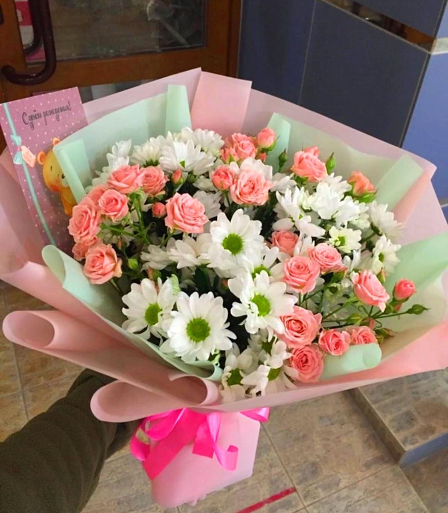 Букет цветов из: Розы и Хризантемы в Листвянке