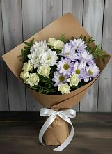 Букет цветов из:  Хризантемы и Розы в Листвянке