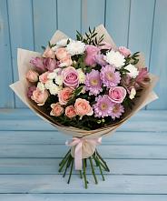 Букет цветов из:  Хризантемы, Розы и Альстромерии в Листвянке